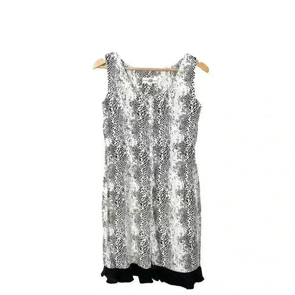 Rebecca Thomas Vintage Linen Snakeskin Dress Size 6 Minimalist Modern Animal - Picture 1 of 8